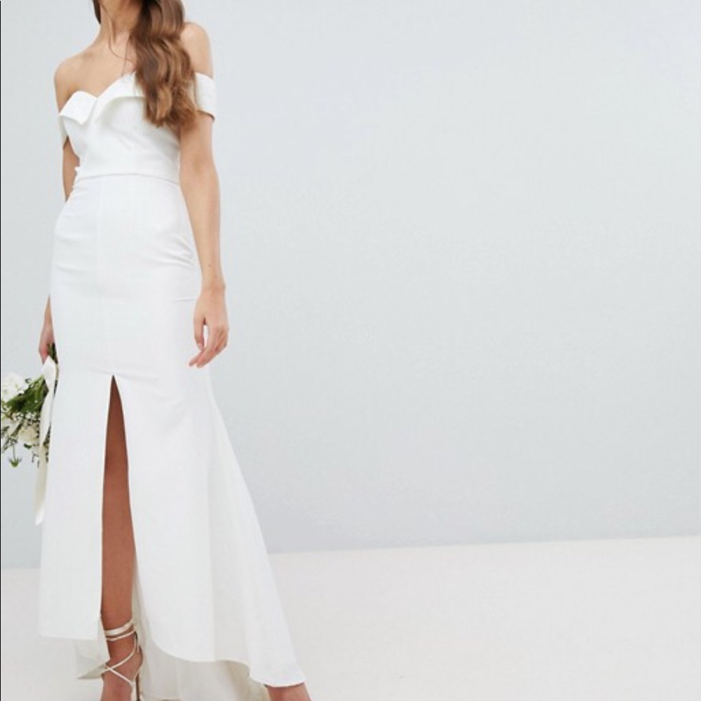 ASOS White off shoulder formal dress